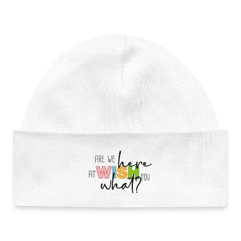 Sommes-nous ici à vous souhaiter quoi ? - Bonnet bébé bio - blanc - Devant