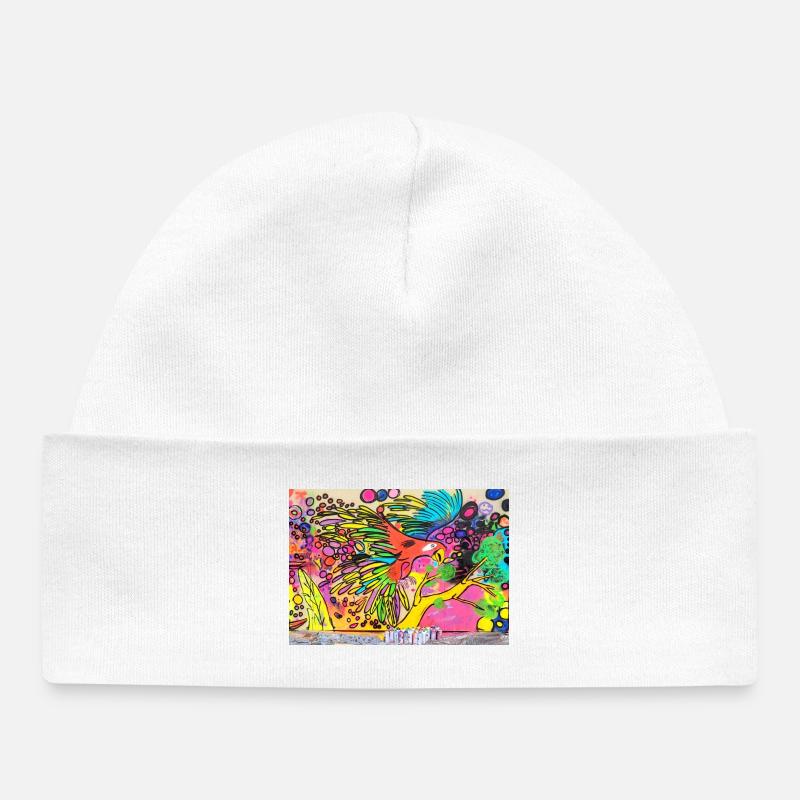 Perroquet coloré - Bonnet bébé bio - blanc