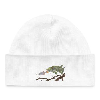 A pike chases a rudd - Baby Organic Beanie - white - Front