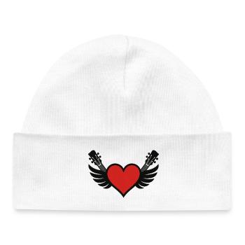 Coeur avec piano à queue et guitares - Bonnet bébé bio - blanc - Devant