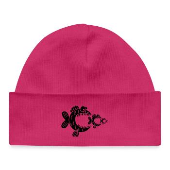 Poissons noirs et chaine alimentaire - Bonnet bébé bio - blanc - Devant