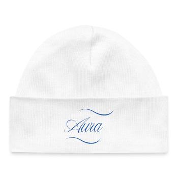 Aura Eleganz Schriftzug - Baby Organic Mütze - Weiß - Vorne
