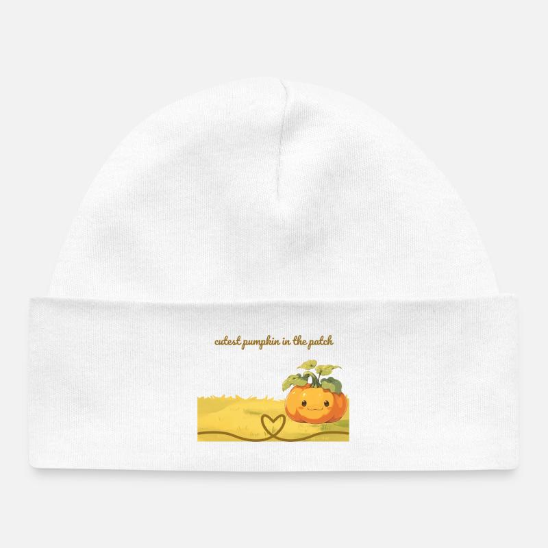 Kürbisliebe im Feld - le pumkin le plus mignon du patch - Bonnet bébé bio - blanc