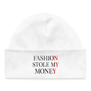 Fashion Stole My Money - Baby Organic Beanie - white - Front