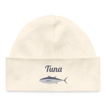 Nautic Design Tuna Silhouette Ocean Print Fishing - Baby Organic Beanie - white - Front