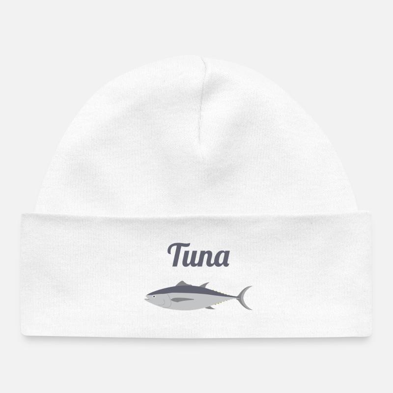 Nautic Design Thon Silhouette Océan Imprimer Pêche - Bonnet bébé bio - blanc