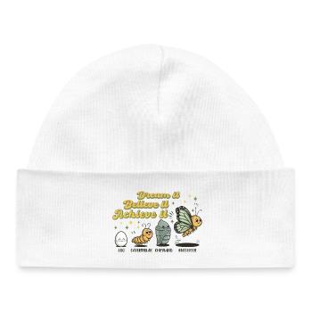 Chenille Papillon Ecole Evolution Cadeau - Bonnet bébé bio - blanc - Devant
