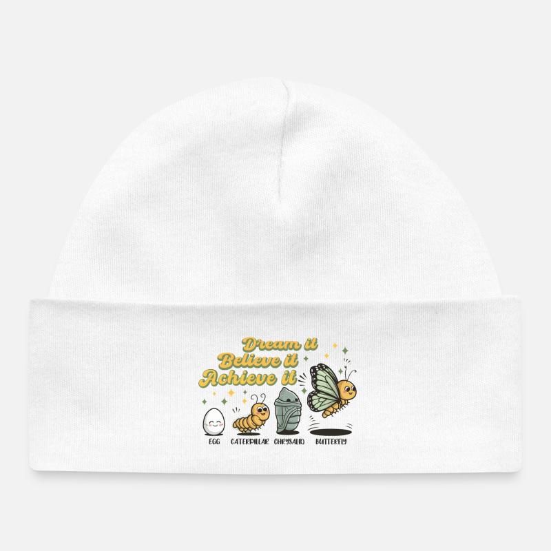 Chenille Schmetterling Schule Evolution Geschenk - Baby Organic Mütze - Weiß