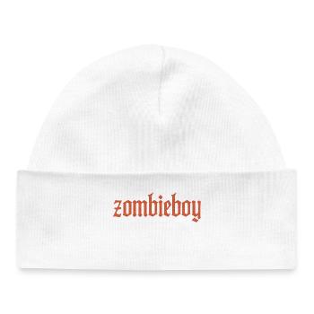 Lettrage gothique Zombieboy - Bonnet bébé bio - blanc - Devant