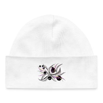 Black and White Flower Beam Pattern - Baby Organic Beanie - white - Front
