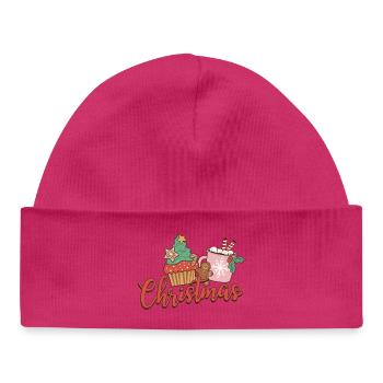 Motif cupcake de Noël - Bonnet bébé bio - blanc - Devant