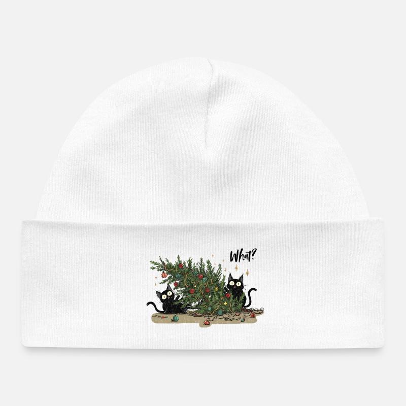 Chats de Noël chaotiques – Chats de Noël drôles - Bonnet bébé bio - blanc