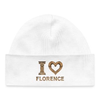 FLORENCE – Renaissance Stone Lettering - Baby Organic Beanie - white - Front