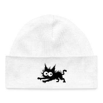 Gestresste schwarze Katze - Stress, Angst, Schreck - Baby Organic Mütze - Weiß - Vorne