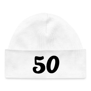 50. 50 YEARS. 50th ANNIVERSARY. 50 YEARS ANNIVERSARY. - Baby Organic Beanie - white - Front
