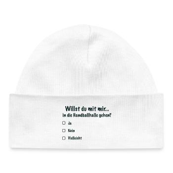 Handballdate Spruch Einladung (Schwarz) - Baby Organic Mütze - Weiß - Vorne