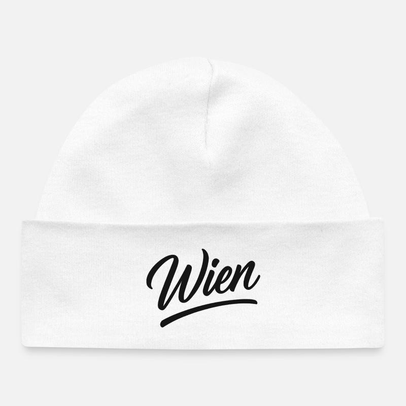 Vienna Script - Baby Organic Beanie - white