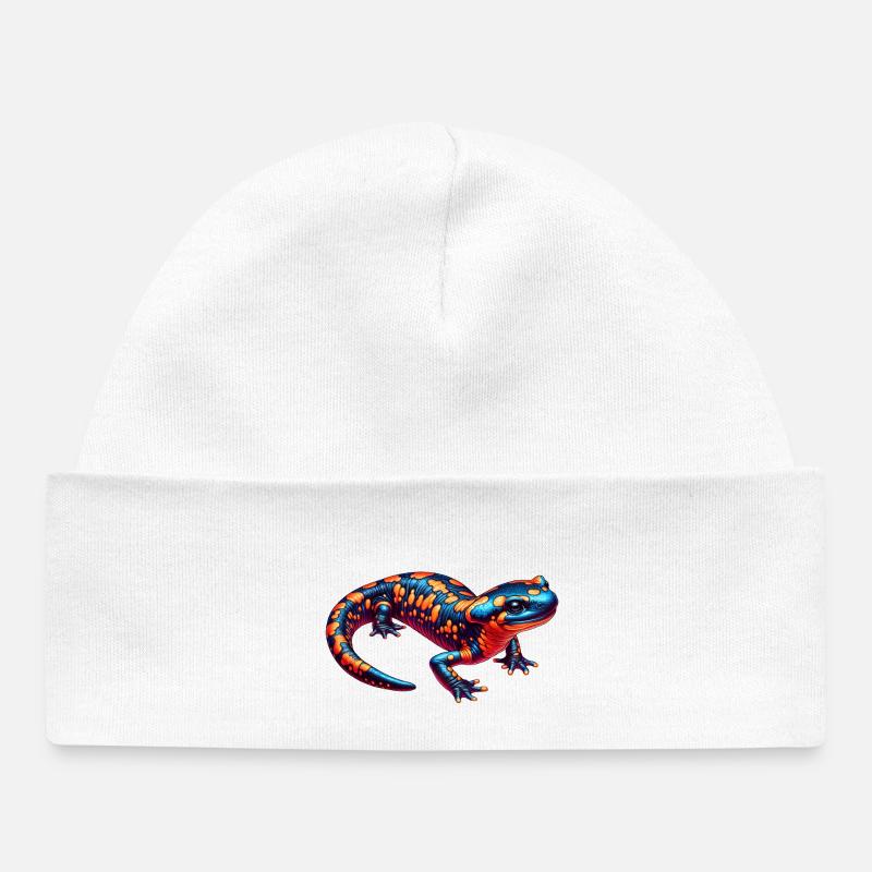 Kaléidoscope Salamandre Néon - Bonnet bébé bio - blanc