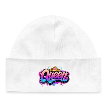 Queen Graffiti Kronen-Design - Baby Organic Mütze - Weiß - Vorne
