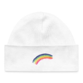 Regenbogen Pinselbogen - Baby Organic Mütze - Weiß - Vorne