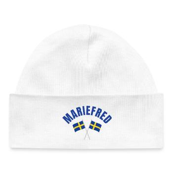 Drapeaux suédois de Mariefred - Bonnet bébé bio - blanc - Devant