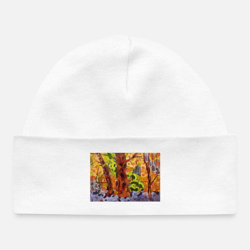 Le parc d’automne dans l’abstraction des couleurs - Bonnet bébé bio - blanc