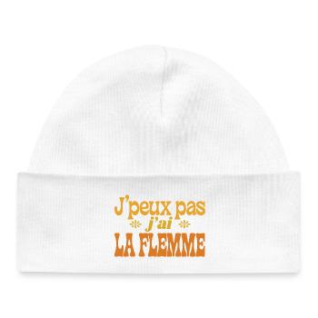 Jpeux pas jai la flemme - Bonnet bébé bio - blanc - Devant