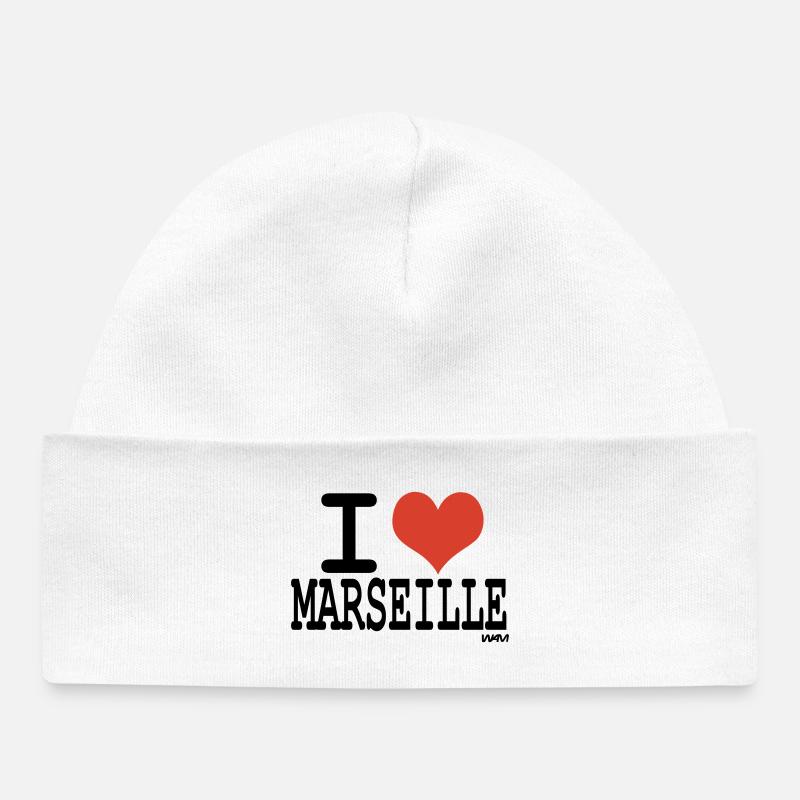 i love Marseille - couleurs personnalisables - Bonnet bébé bio - blanc