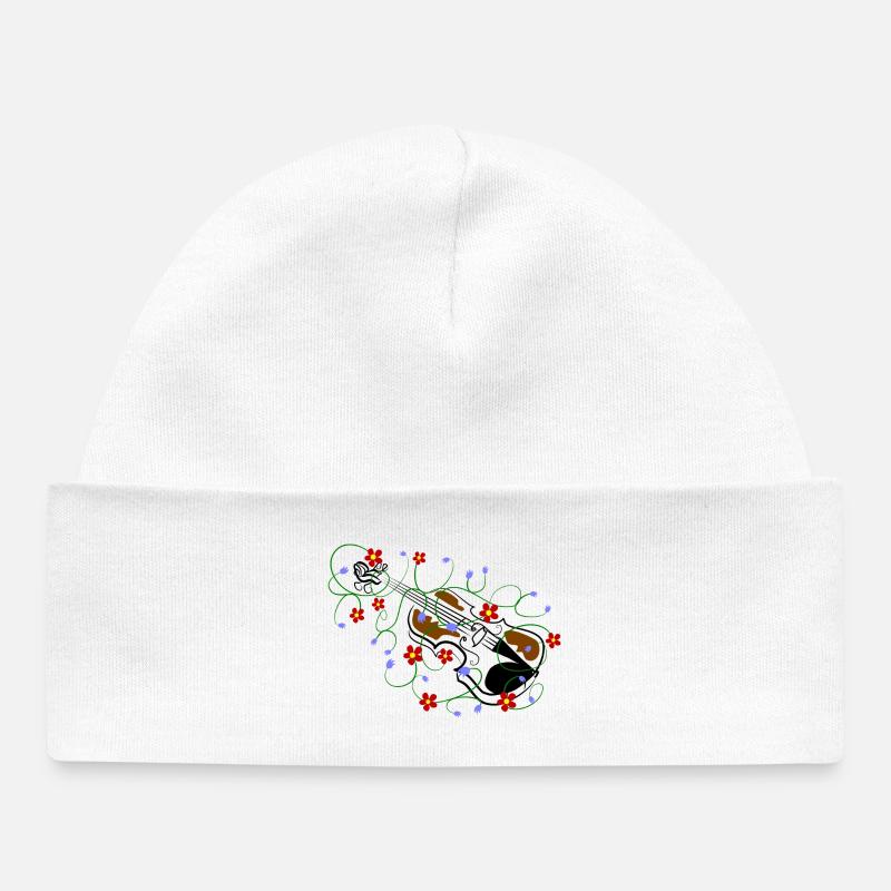 violon - Bonnet bébé bio - blanc