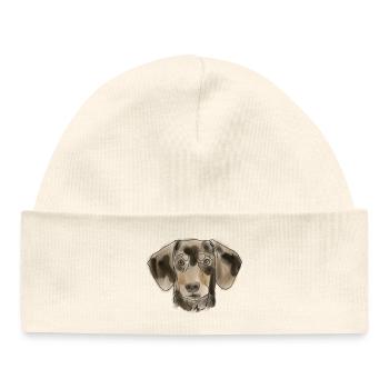 Dachshund - Baby Organic Beanie - white - Front