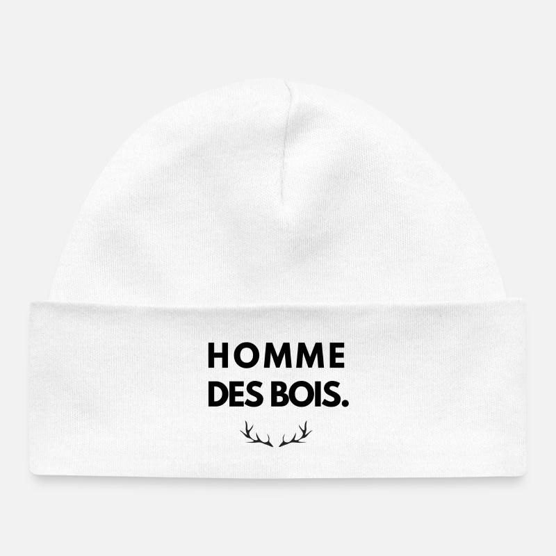 Homme des bois – Bois de cerf - Bonnet bébé bio - blanc