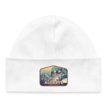 Badge retro, Algarve Portugal, plage été soleil - Bonnet bébé bio - blanc - Devant