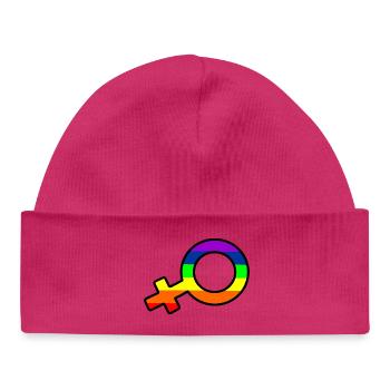 Gender woman logo with rainbow - Baby Organic Beanie - white - Front