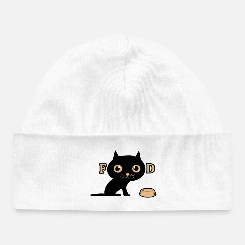 Le chat mignon a faim - Bonnet bébé bio - blanc
