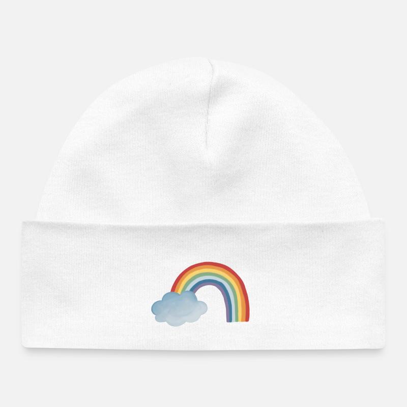Météo arc-en-ciel coloré avec nuage - Bonnet bébé bio - blanc