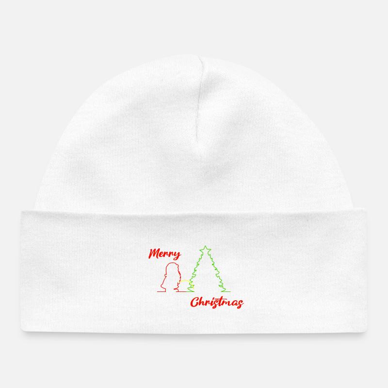 Père Noël , Joyeux Noël, Noël, coloré - Bonnet bébé bio - blanc