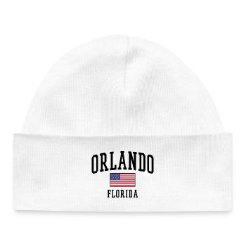 Orlando Florida Design mit USA Flagge - Baby Organic Mütze - Weiß - Vorne