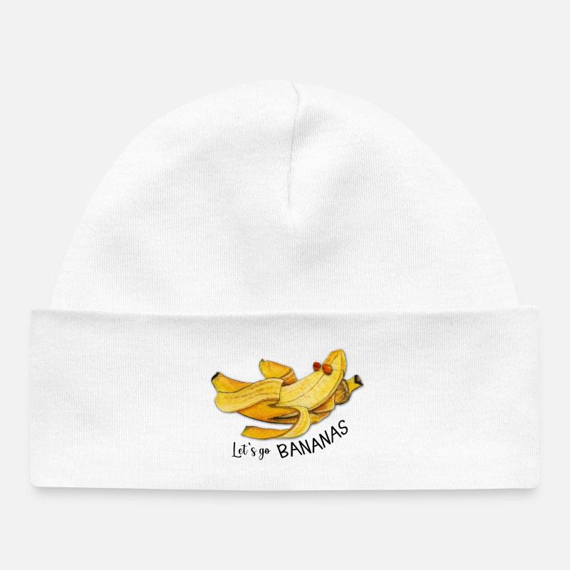 Let’s go bananes aquarelle citation drôle - Bonnet bébé bio - blanc