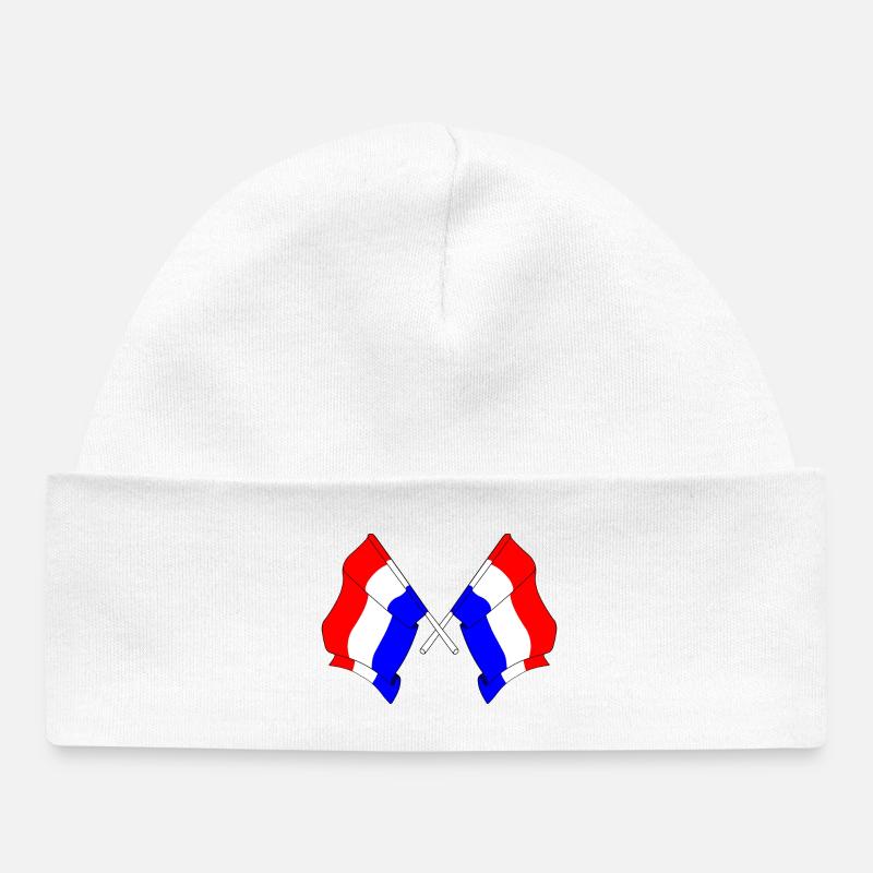 Deux drapeaux Pays-Bas - Bonnet bébé bio - blanc