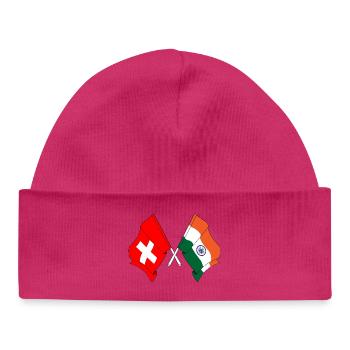 Drapeau de la Suisse et drapeau de l’Inde - Bonnet bébé bio - blanc - Devant