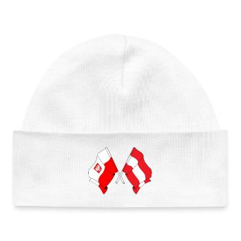 Drapeau de la Pologne et drapeau de l’Autriche - Bonnet bébé bio - blanc - Devant