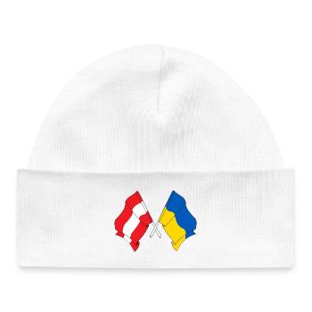 Drapeau Autriche drapeau Ukraine - Bonnet bébé bio - blanc - Devant