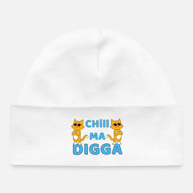 Chill ma Digga - chat drôle avec des lunettes de soleil - Bonnet bébé bio - blanc