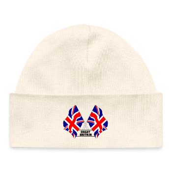 Drapeaux britanniques croisés avec texte - Bonnet bébé bio - blanc - Devant