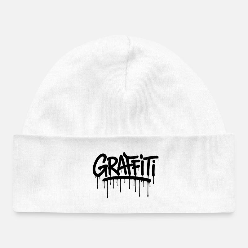 Graffiti tag noir  - Bonnet bébé bio - blanc