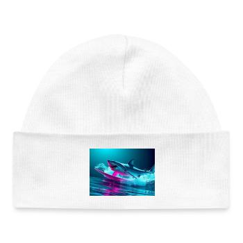 Neon Shark Sprinter Design - Baby Organic Beanie - white - Front