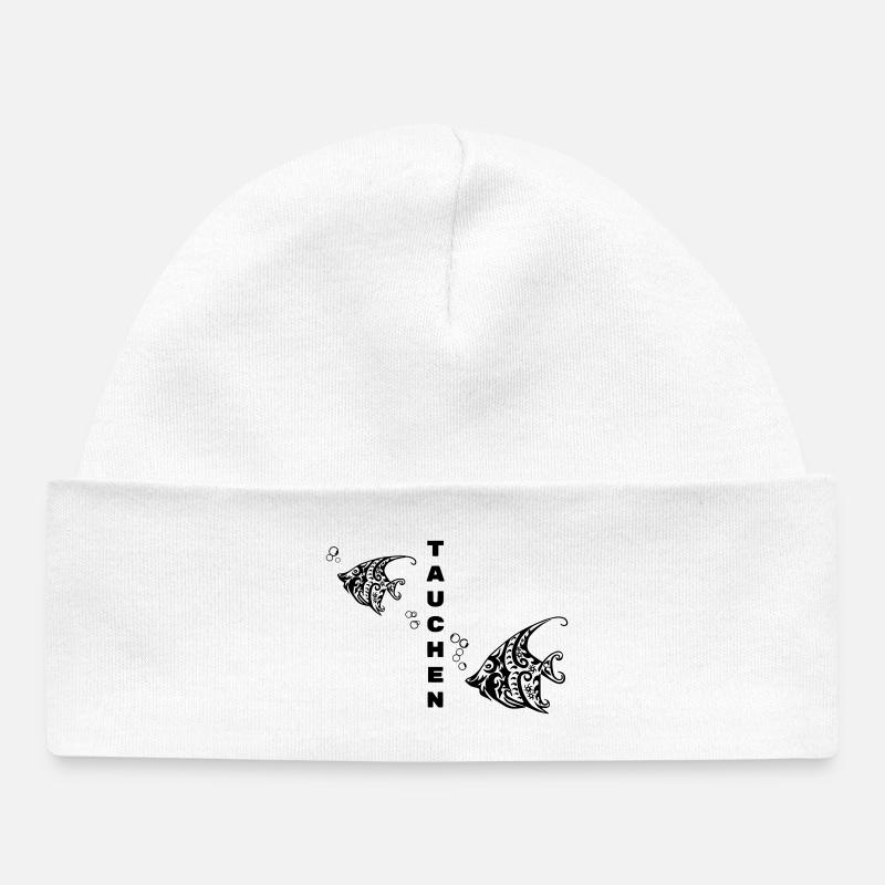 Plongée – Tribal Fish Design - Bonnet bébé bio - blanc