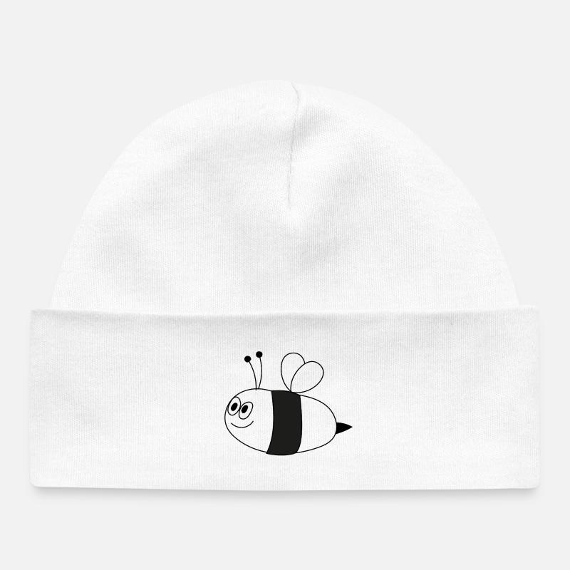 Bee - Baby Organic Beanie - white