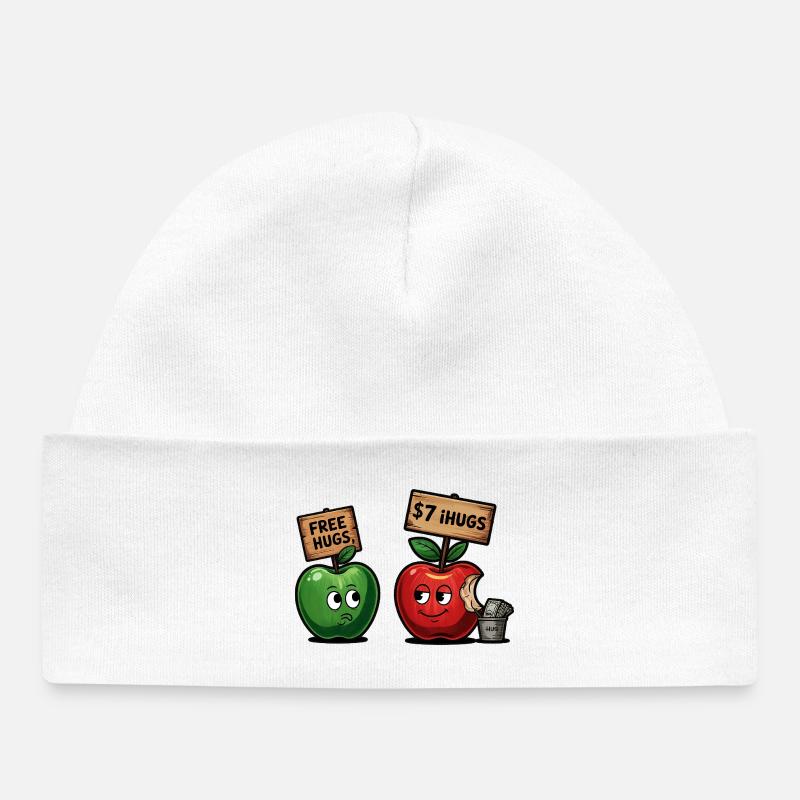 Motif de pomme amusant avec bâillon Free Hugs - Bonnet bébé bio - blanc