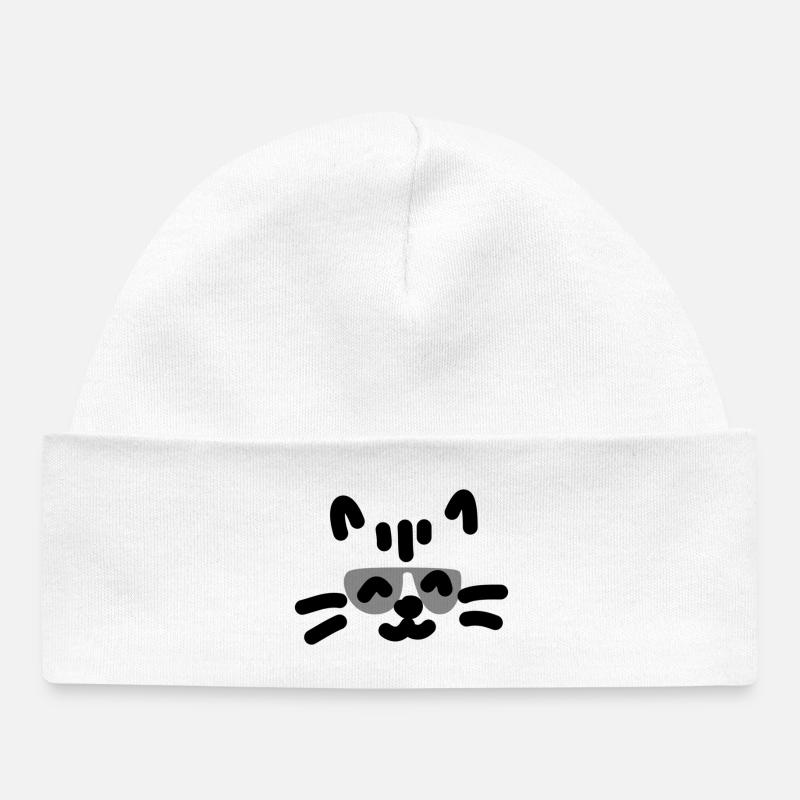 Chat cool Katze - Bonnet bébé bio - blanc